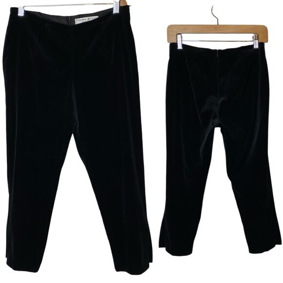 Trina Turk Velvet Black Straight Leg Crop Trousers Pants, size 4 - Picture 1 of 3